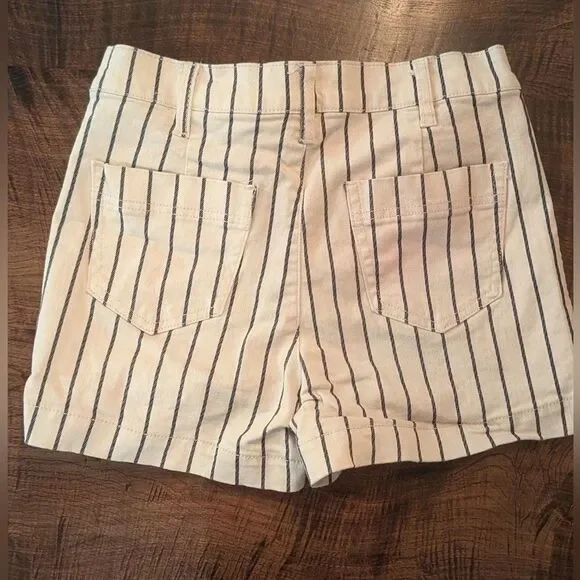 Rewash High Waist Striped Shorts - Cream and Navy - Picture 7 of 7
